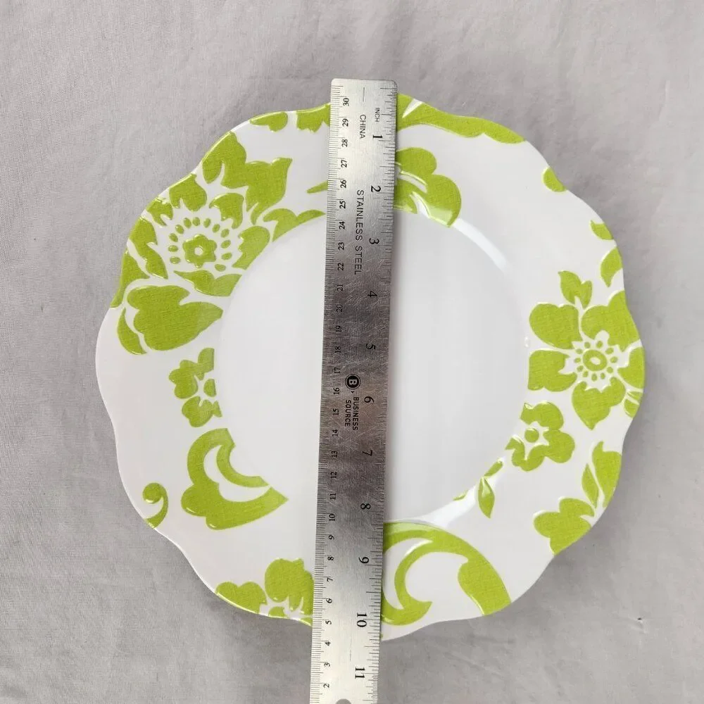 Set of 9 BETTER HOMES & Gardens Citrus Blossom Dinner Plates Lime Green Melamine